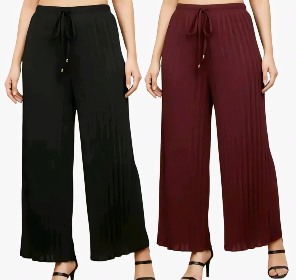 Women Pleated Plazzo Bottom Wear VII (S)