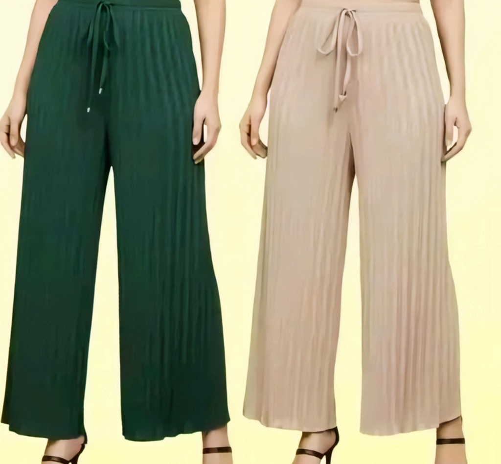 Women Pleated Plazzo Bottom Wear V (S)