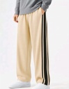 Men's Wide-Leg Beige Track Pant Trousers