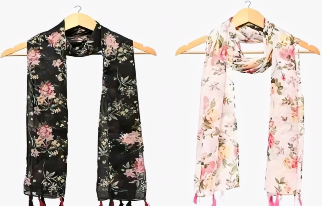 Floral Georgette Women's Dupatta Stole 2 piece