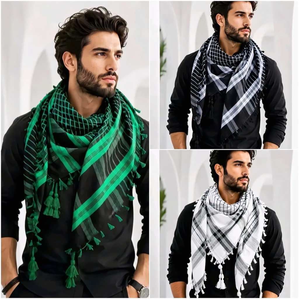 Premium Men's Tactical Keffiyeh Scarf – Traditional Arab Shemagh Head Wrap