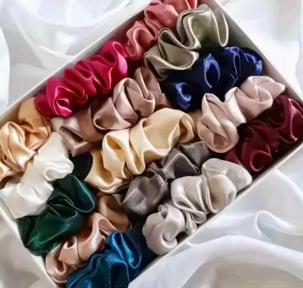 Luxury Silk Satin Scrunchies Gift Set of 12