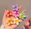 Vibrant Plumeria Hair Claw Clips