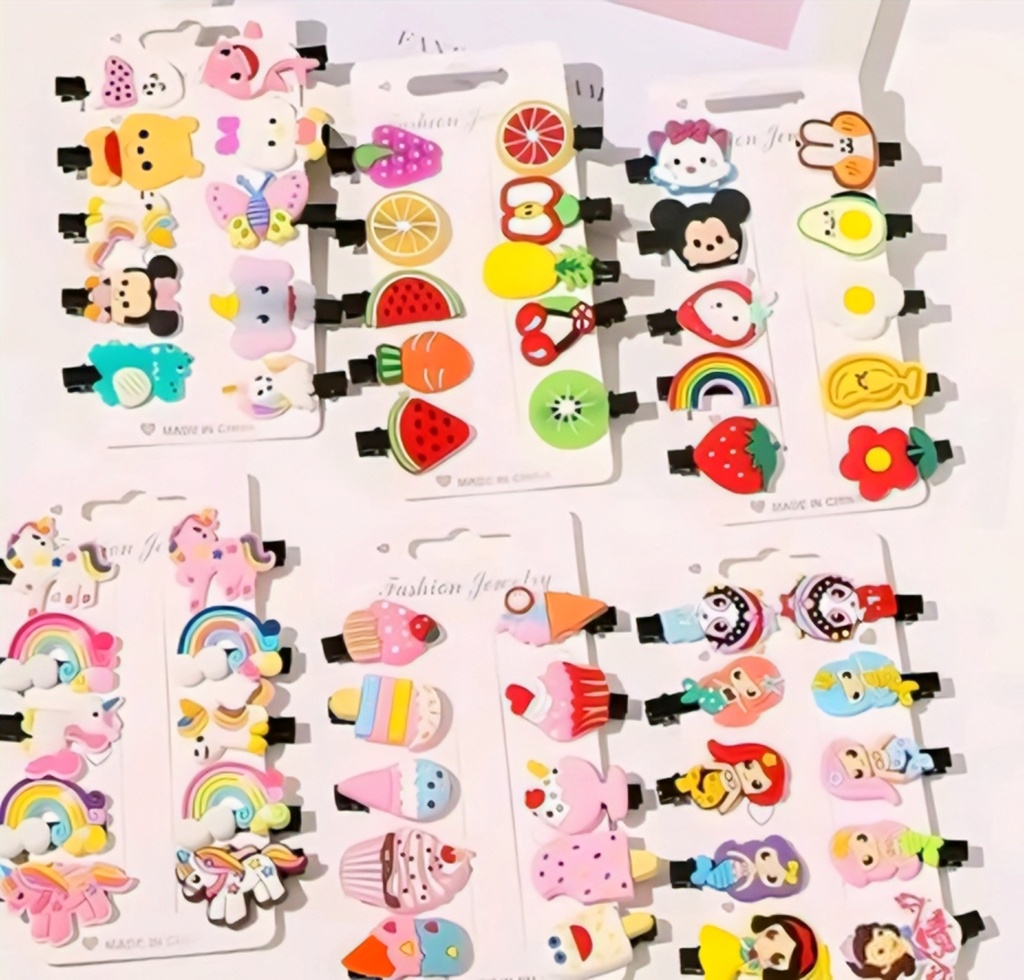 Cute Cartoon & Fruit Kids Hair Clips Set (Multi-Pack) Set-20