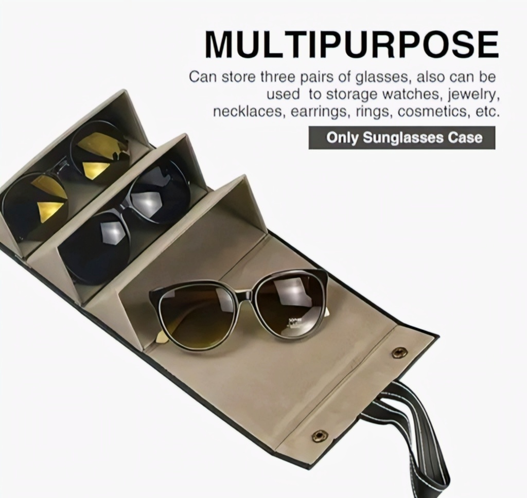 Multi-Compartment Foldable Sunglasses Organizer & Travel Case Full Box Pack Of 3