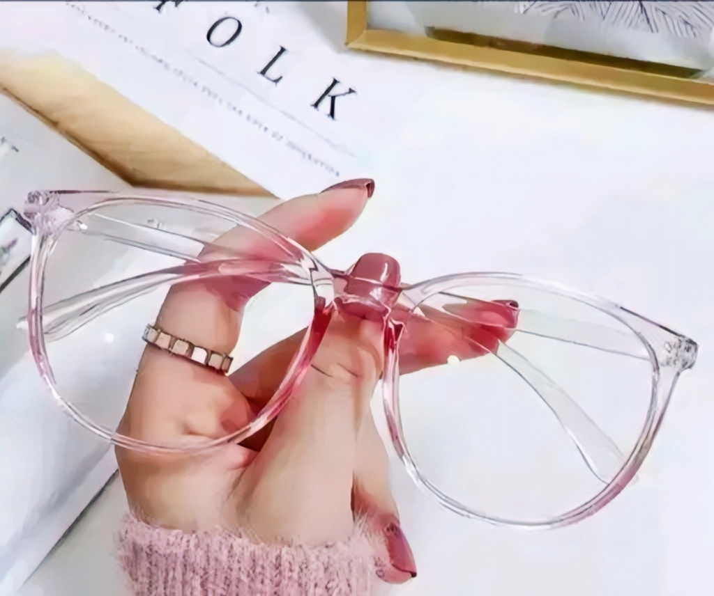 Transparent Pink Round Oversized Glasses Frames
