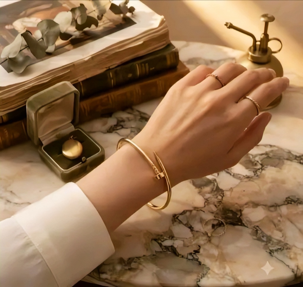 Luxury Minimalist Gold Nail Bangle Bracelet