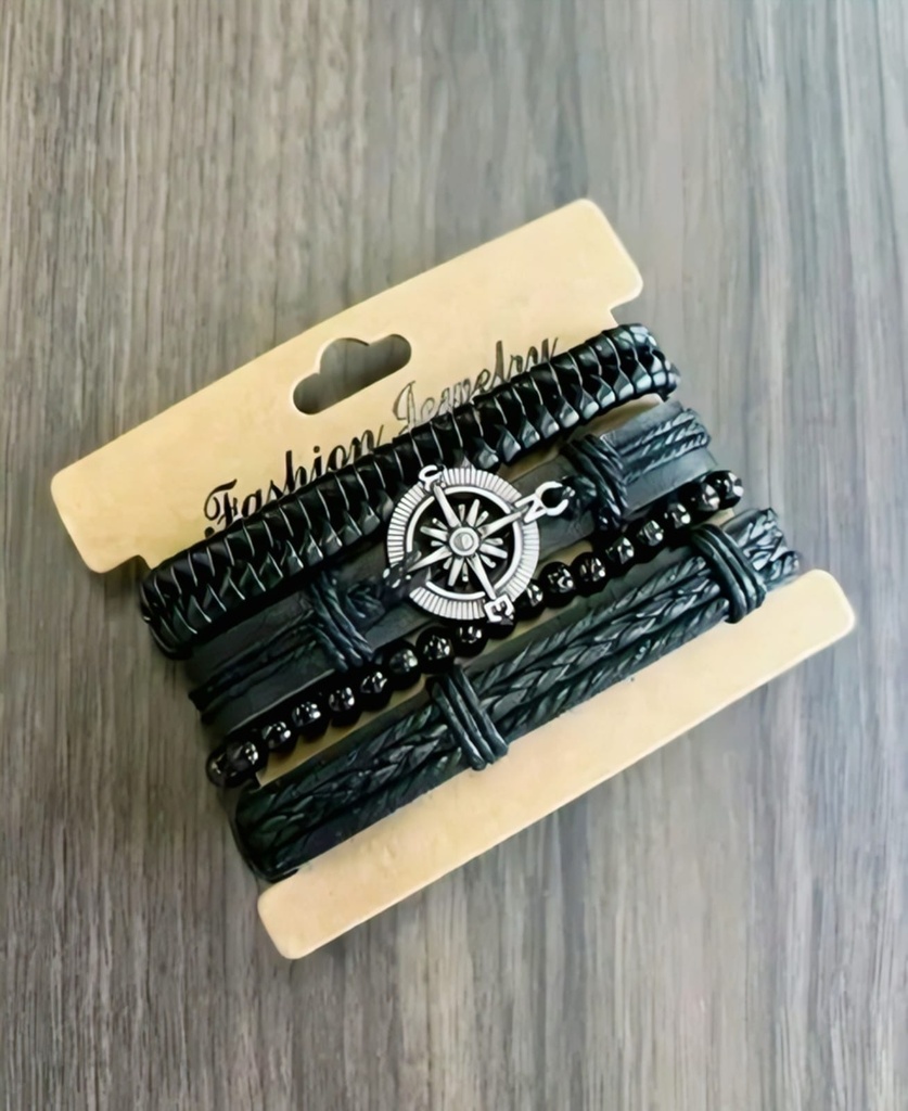 Men Leather Bracelet Multilayer Combo