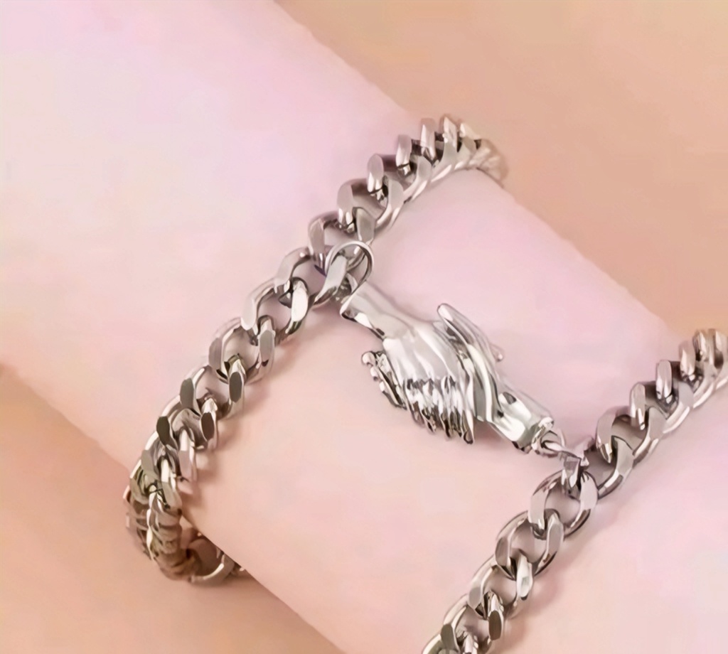 Magnetic Couple Holding Hands Bracelet