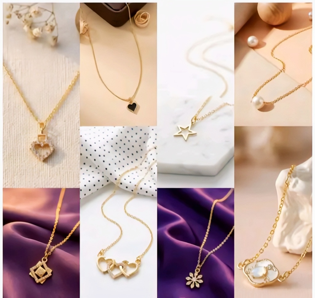Gold Locket Chain Necklace Pendants pack of 6
