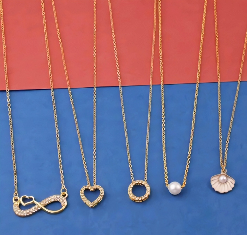 Gold Plated Women Pendant Necklace 5 piece I