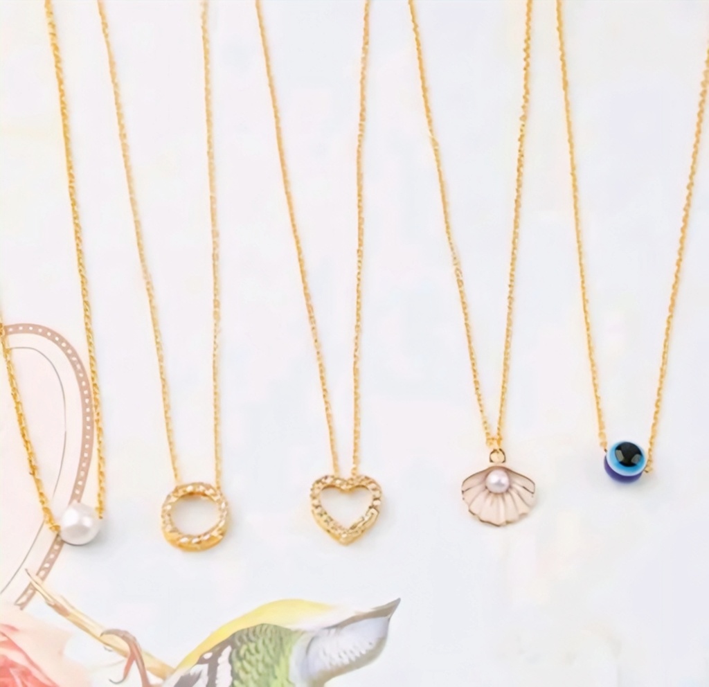 Gold Plated Women Pendant Necklace 5 sets
