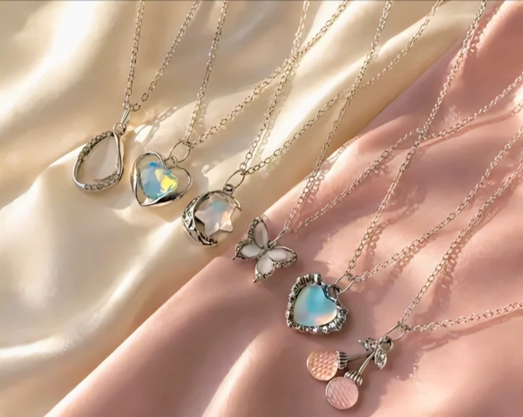 Silver Plated Pendant Necklace Chain 6 piece