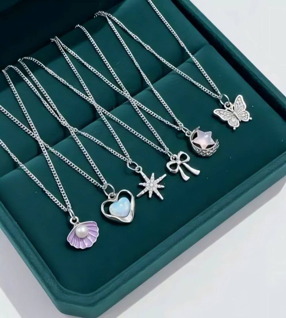 Silver Plated Pendant Necklace Combo pack of 6