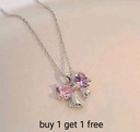 Pink Crystal Bow Pendant Necklace