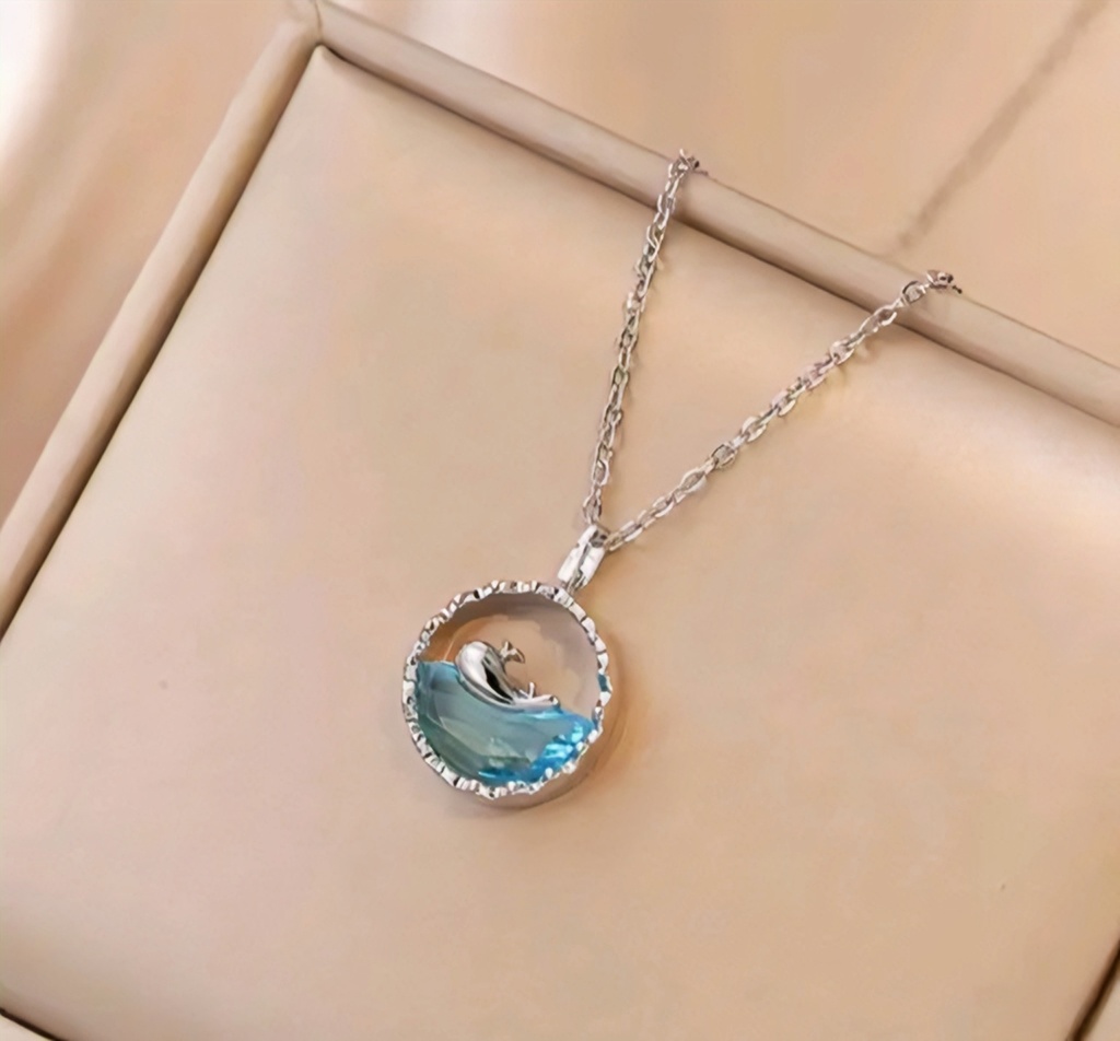 Silver Dolphin Pendant Chain Necklace