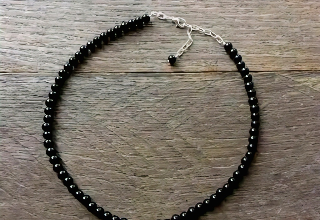 Black Beaded Necklace Men Choker