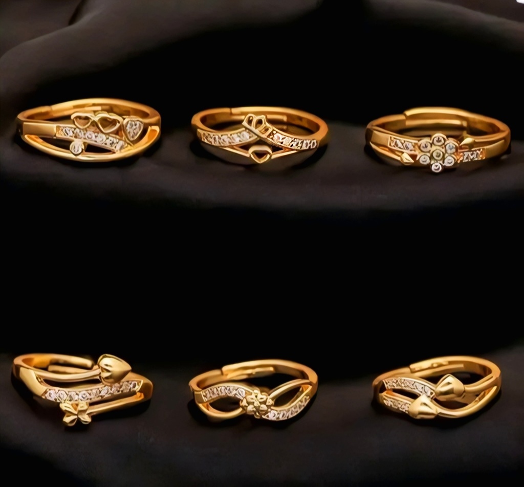 Adjustable Women Metal Toe Rings 6 piece