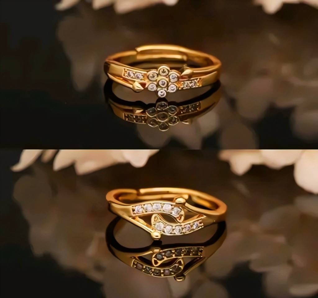 Elegant Adjustable Gold-Plated Crystal Ring I