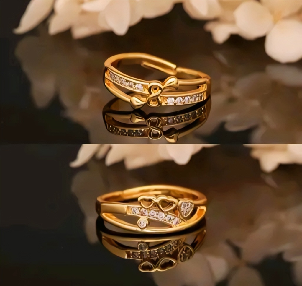 Elegant Adjustable Gold-Plated Crystal Ring II