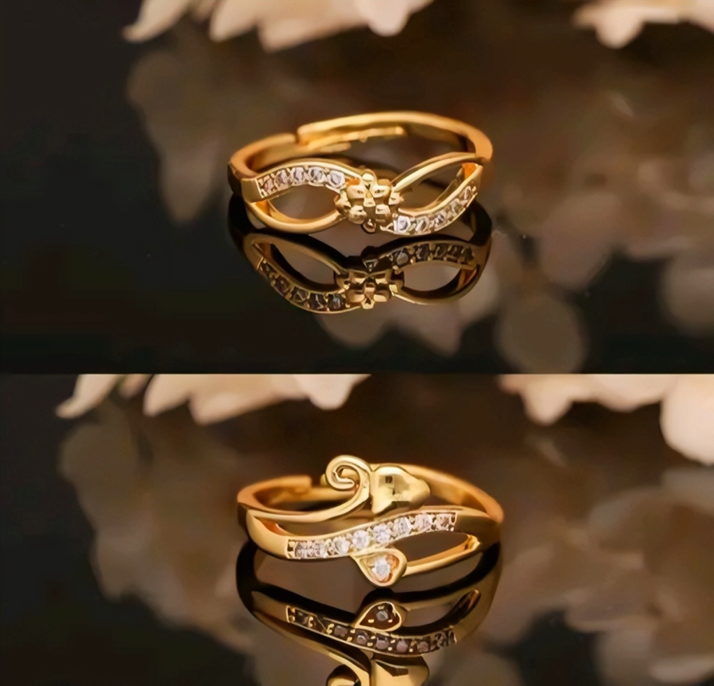 Elegant Adjustable Gold-Plated Crystal Ring III