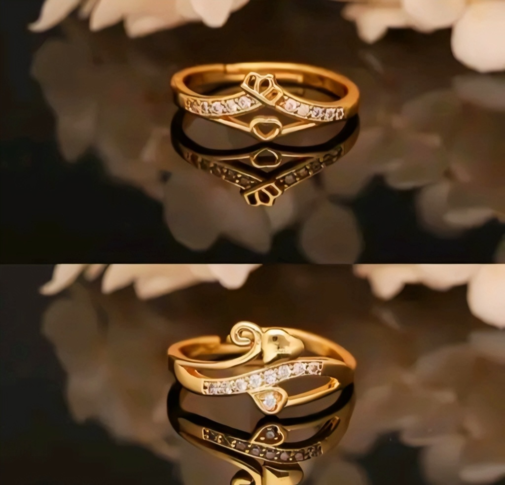 Elegant Adjustable Gold-Plated Crystal Ring IV