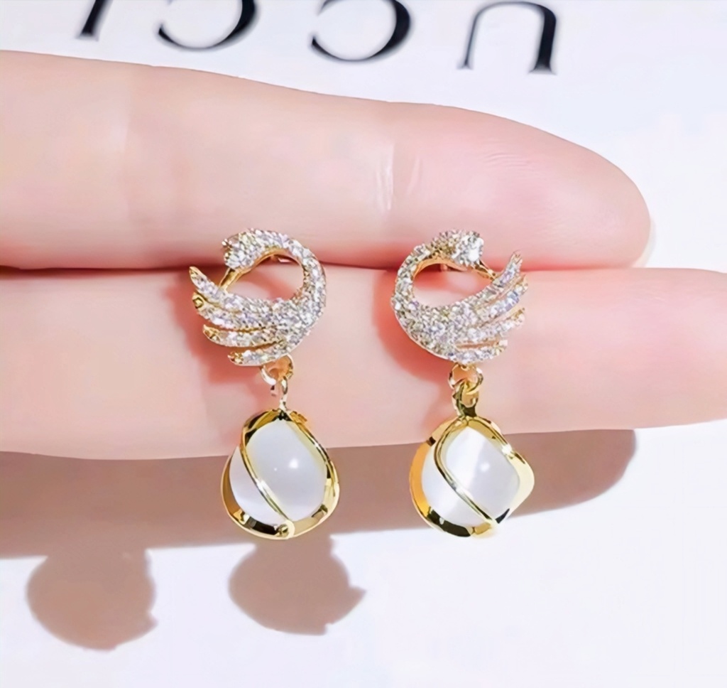 Swan Drop Earrings Jewelry