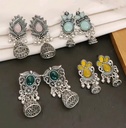Oxidized Silver Jhumka Dangler Earrings 4 pair