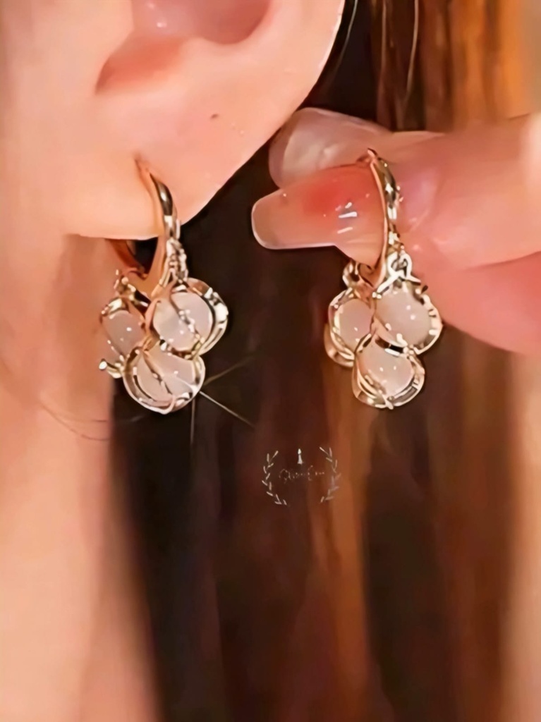 Opal Cat Eye Huggie Earrings