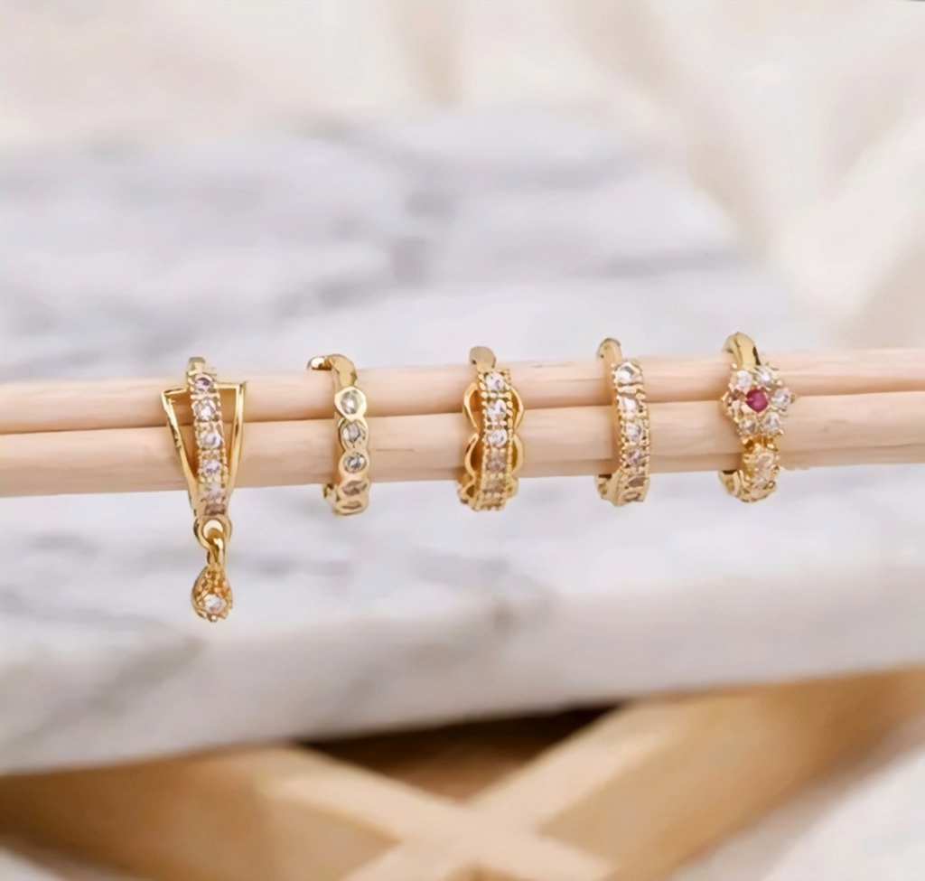 Gold Plated Nose Rings Hoop 5 piece