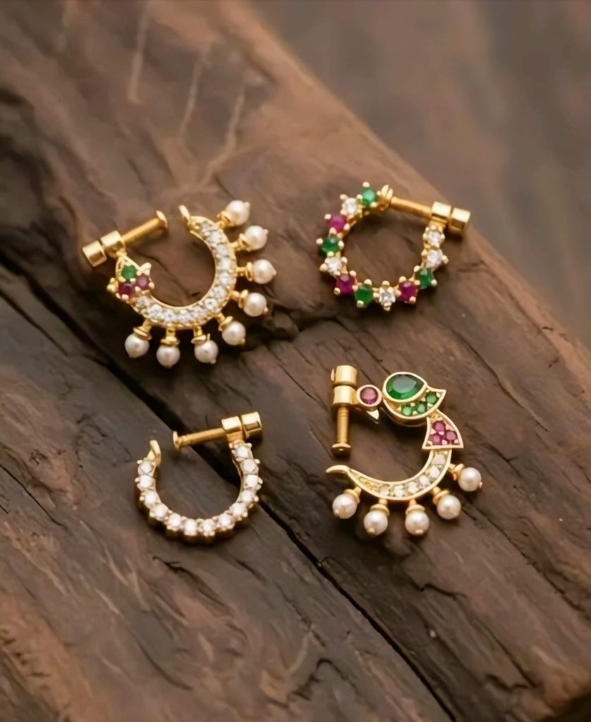 Traditional Gold Plated Pearl Mookuthi
