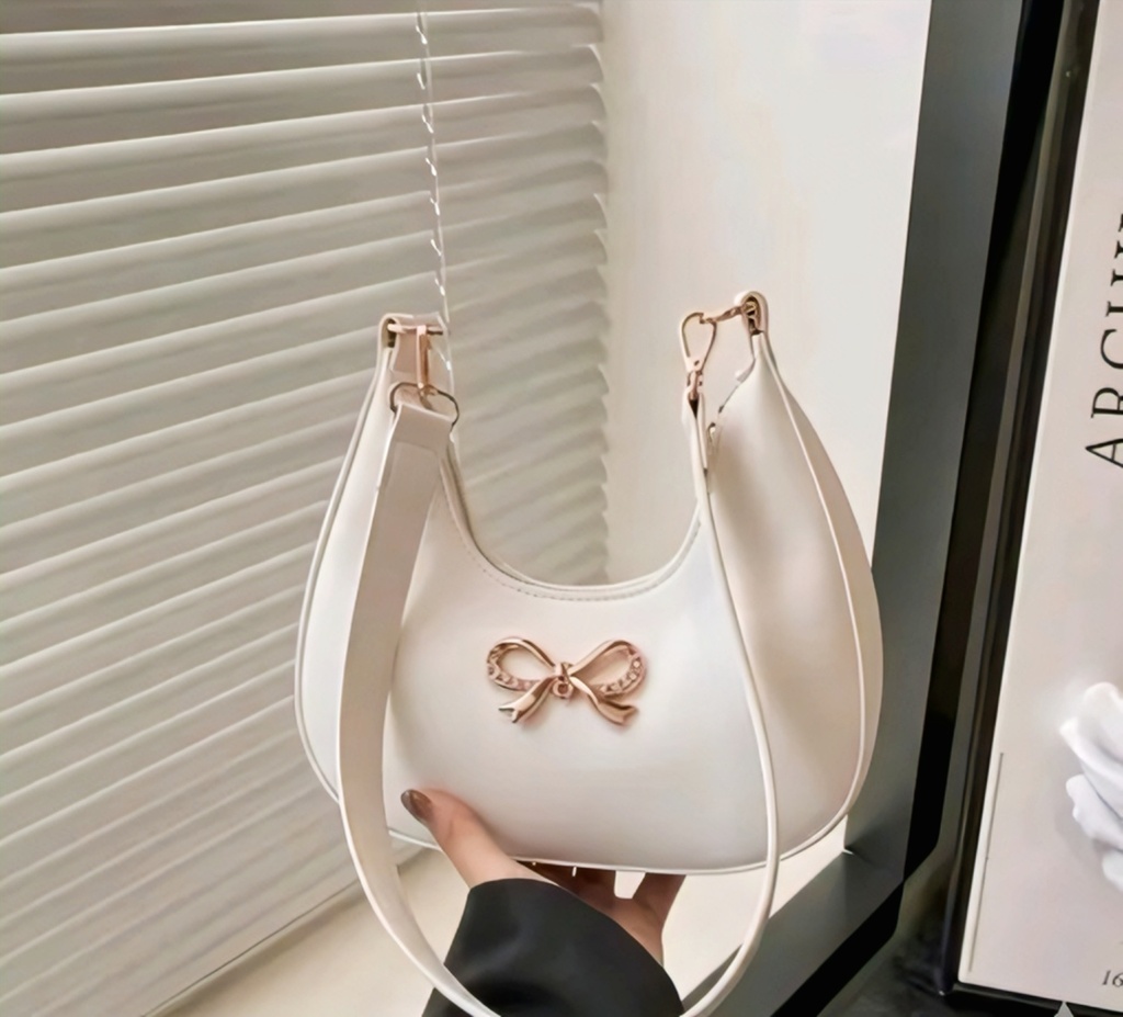 White Crescent Shoulder Bag