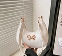 White Crescent Shoulder Bag