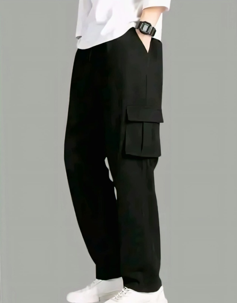 Men's Relaxed Fit Black Cargo Pants