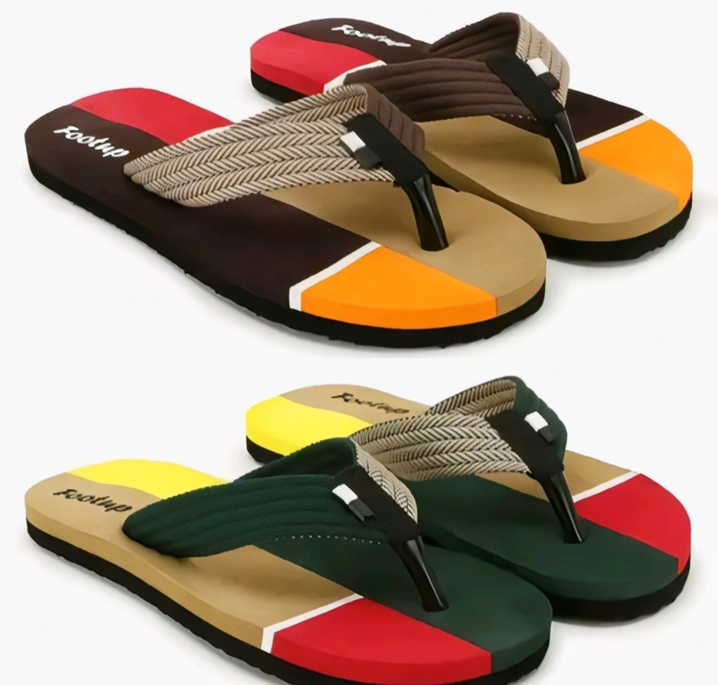 Men's Multi-Color Comfort Flip-Flop Slippers 2-pair III (6)