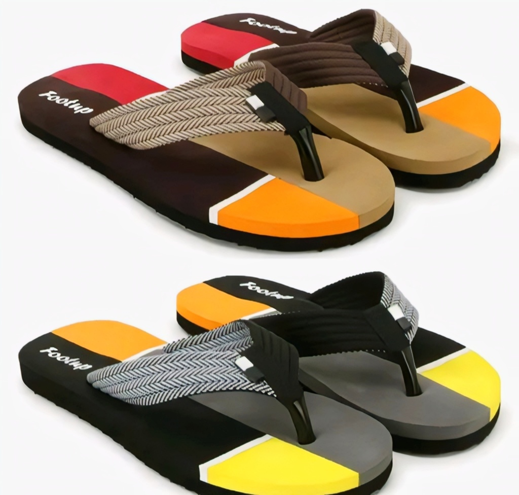 Men's Multi-Color Comfort Flip-Flop Slippers 2-pair IV (6)