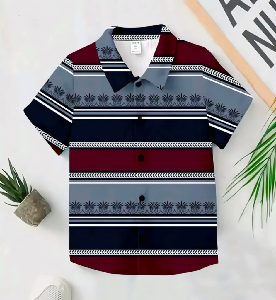 Men's Abstract Splash Print Short Sleeve Casual T-Shirt Button-Down X (1-2Y)