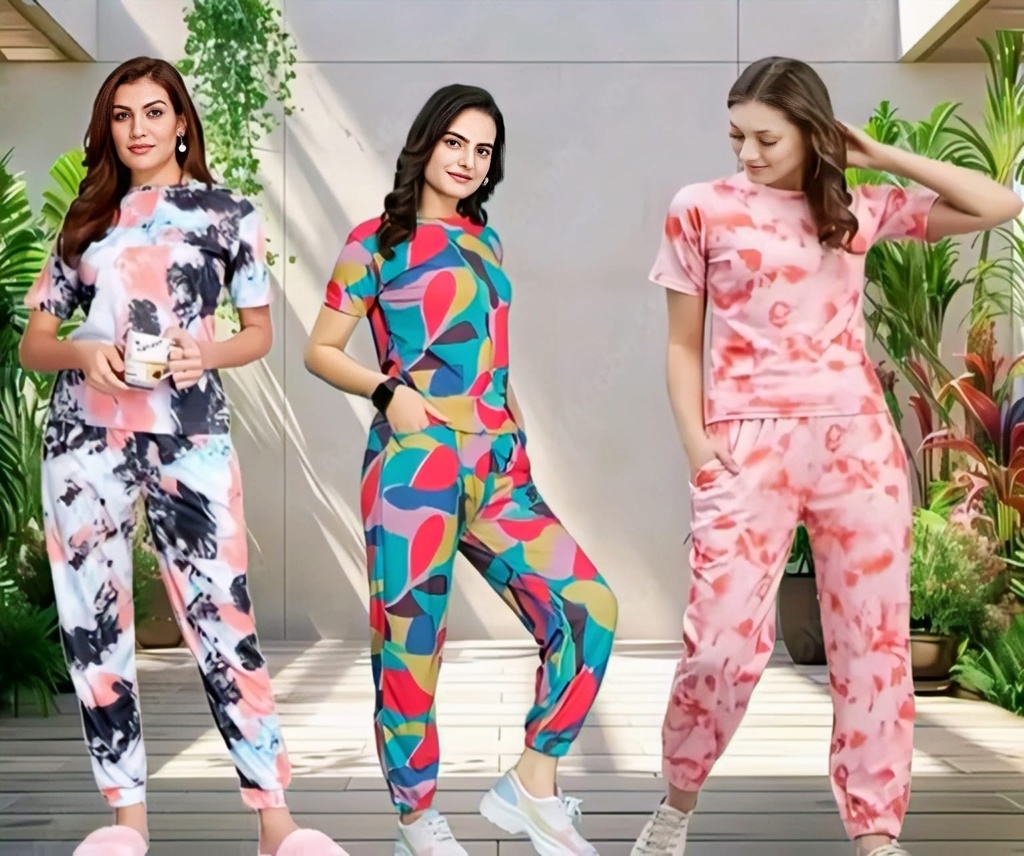 Women's Printed Tie-Dye Nightwear pack of 3 IV (S)