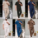 Men's Two-Piece Pleated Short Sleeve Nightsuit