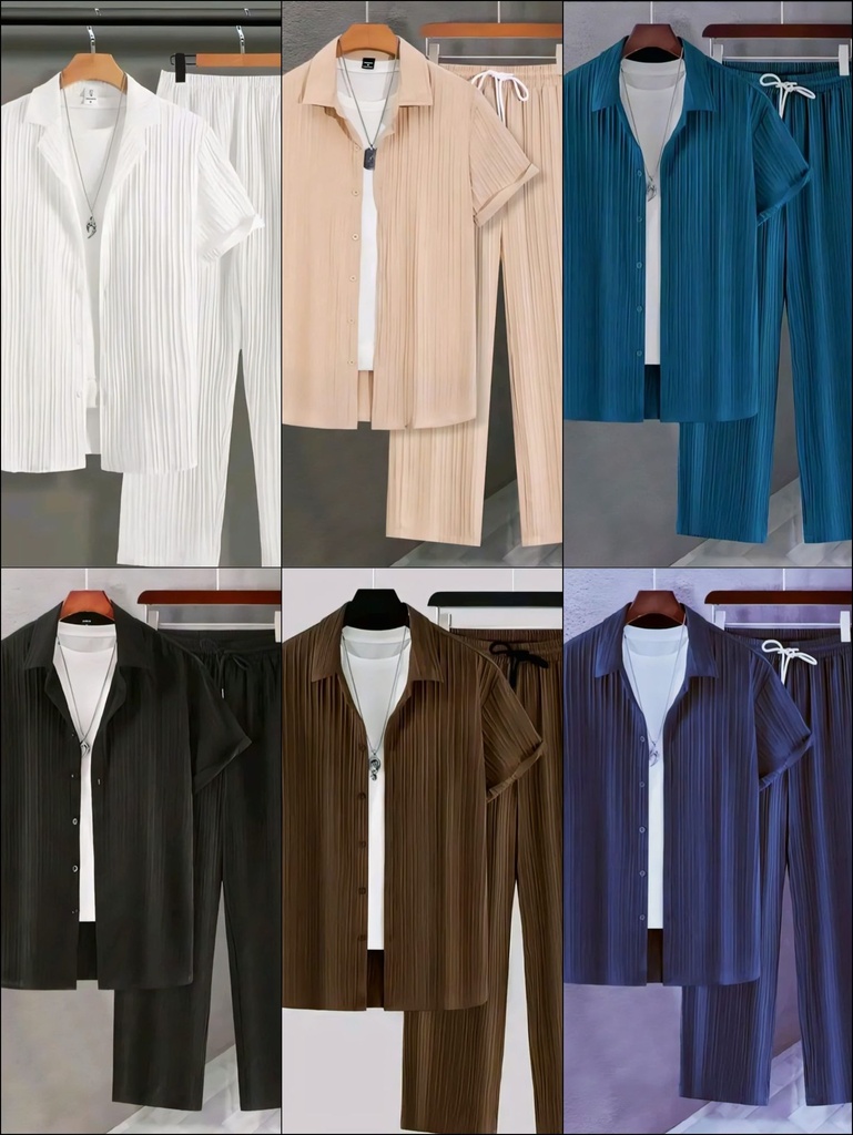 Men's Two-Piece Plated Short Sleeve Nightsuit and Nightwear Set