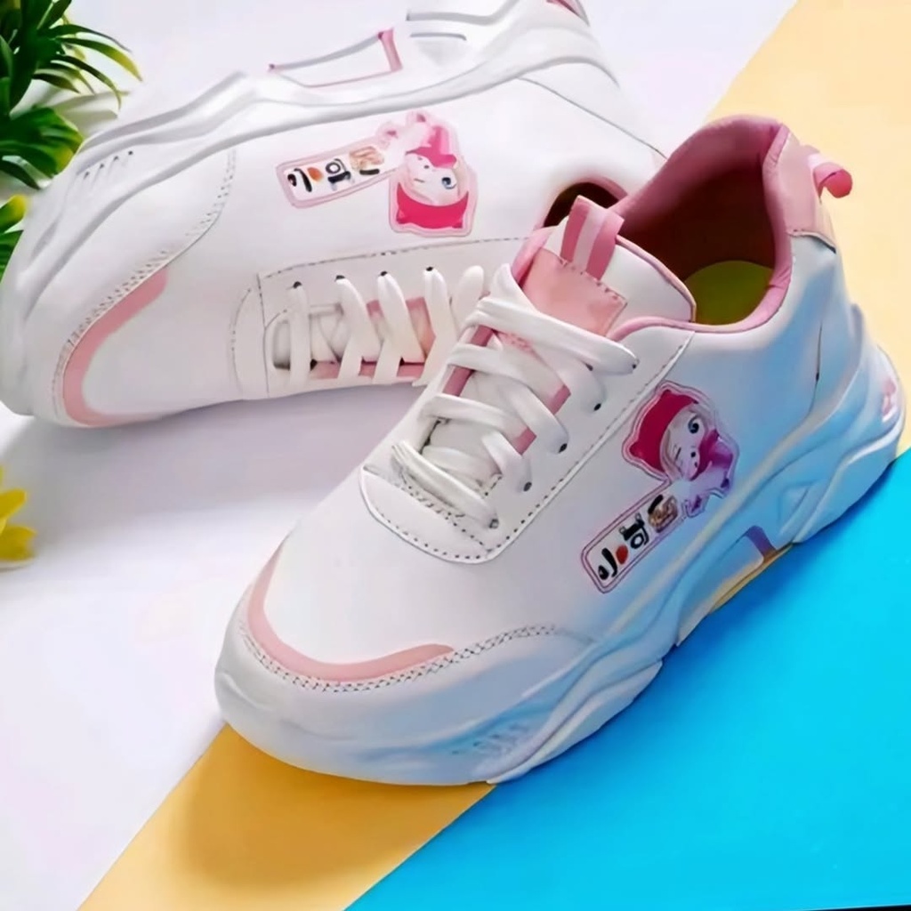 Girls White and Pink Casual Sports Shoes (4)