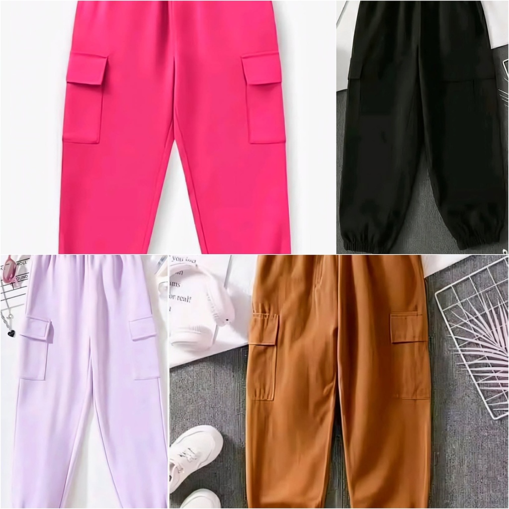 Solid Cargo Trouser Pants