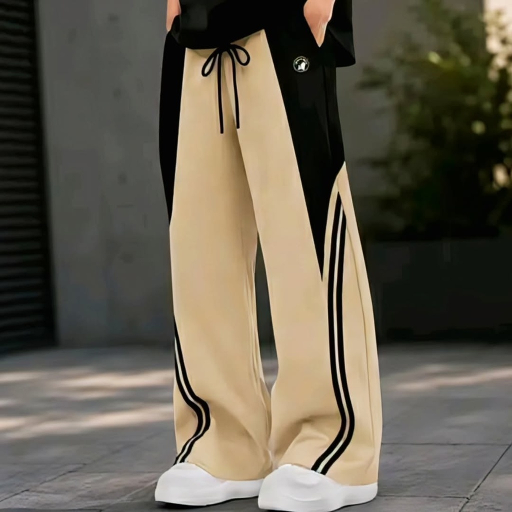 Men's Wide Leg Gym Trouser with Drawstring Elastic Waist (S)