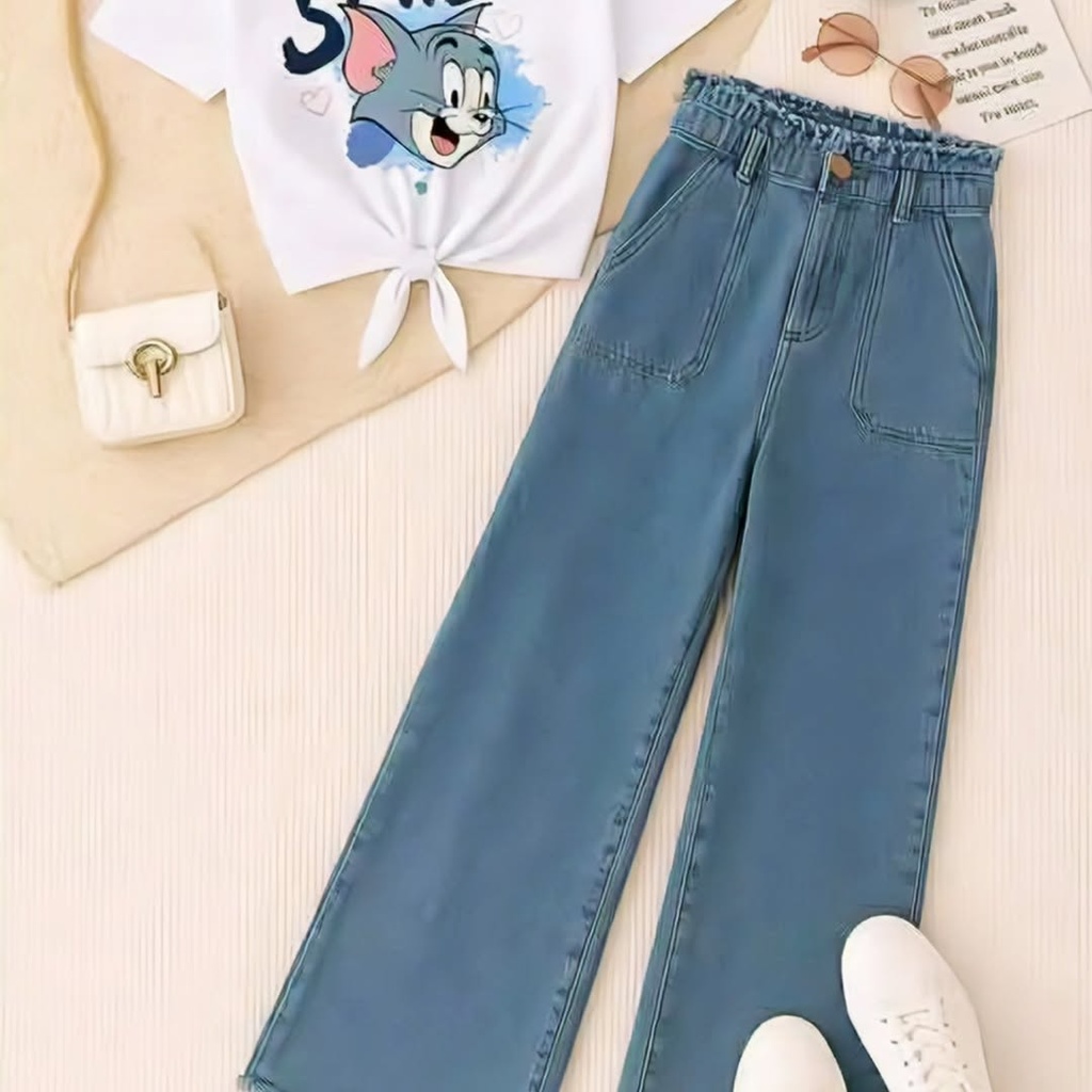 Kids Full Set: Girls T-Shirt and Jeans Clothing Set (10-11Y)