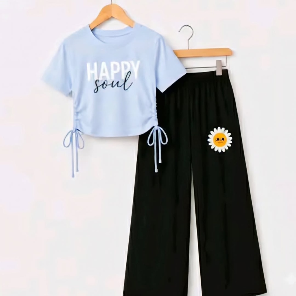 Girls Crop Top and Palazzo Pants Kids Full Set (6-7Y)