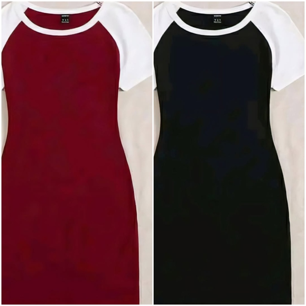 Kids Raglan Short Sleeve Bodycon T-Shirt Dress (Maroon, 4-5Y)