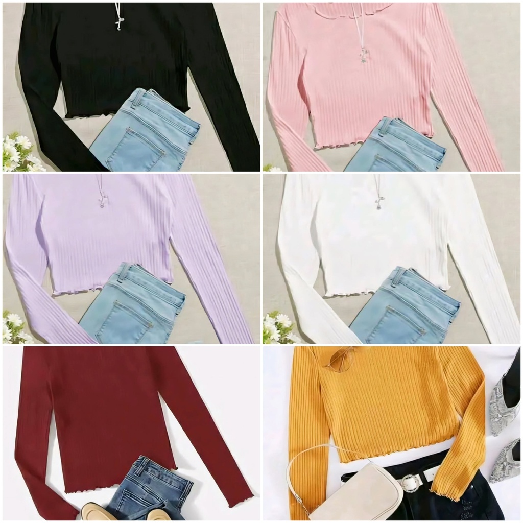 Ribbed Crop Top Full Sleeves