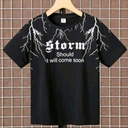 Boys Black Cotton Crew Neck T-Shirt