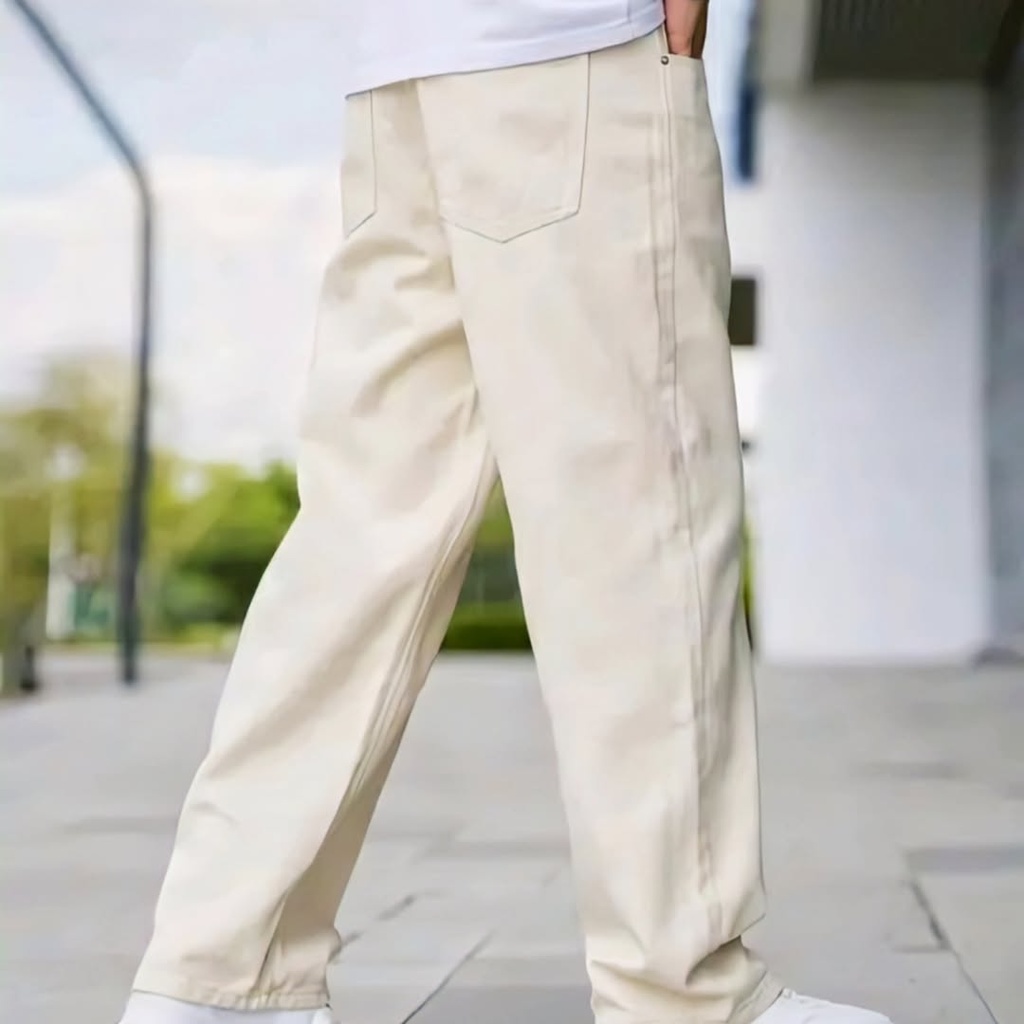 Boys Off-White Cotton Loose Fit Carpenter Pant I (32)