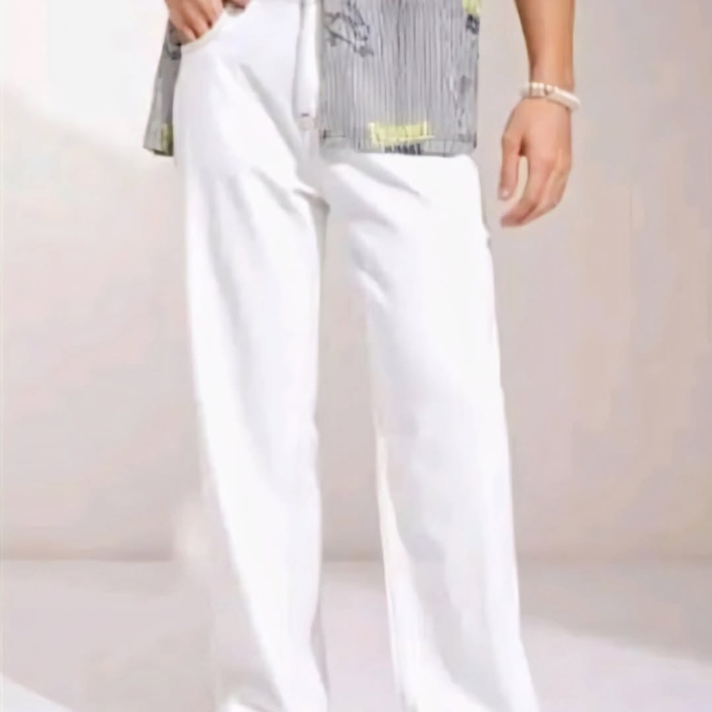 Boys Off-White Cotton Loose Fit Carpenter Pant II (28)